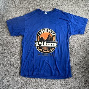 Piton Lager Beer Saint Lucia Blue Mens Large T Shirt Short Sleeve Graphic